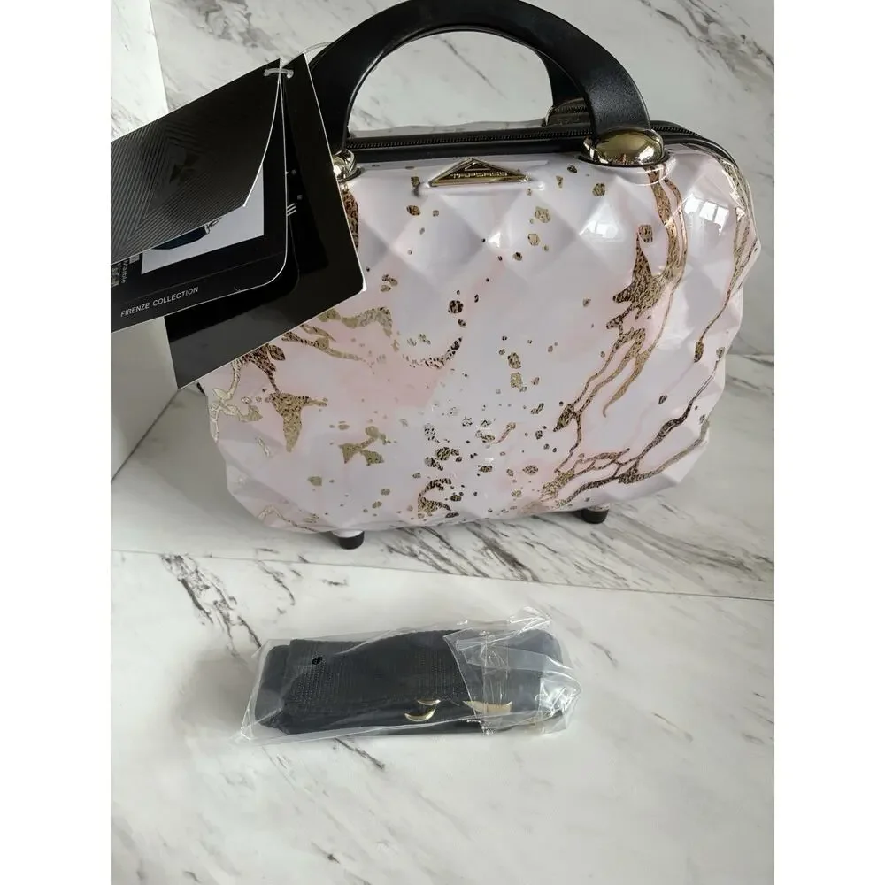 Triforce Hard Shell Beauty Case — Rosegold Marble, (9.4 x 12 x 6.3) Travel — NWT